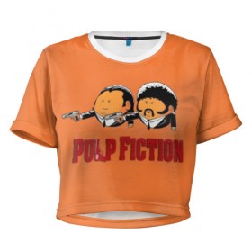 Женская футболка Cropp-top с принтом Pulp Fiction - Art 2 в Тюмени, 100% полиэстер | круглая горловина, длина футболки до линии талии, рукава с отворотами | art | film | movie | pulp fiction | tarantino | кино | криминальное чтиво | приколы | тарантино | фильмы