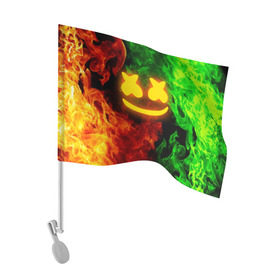 Флаг для автомобиля с принтом MARSHMELLO TOXIC в Тюмени, 100% полиэстер | Размер: 30*21 см | dj | fire | flame | marshmello | toxic flame | usa | америка | клубная музыка | маршмелло | музыка | музыкант | огонь