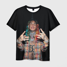 Мужская футболка 3D с принтом 69 в Тюмени, 100% полиэфир | прямой крой, круглый вырез горловины, длина до линии бедер | 6ix9ine | bebe | daniel hernandez | rap | stoopid | tekashi | рэп | сикснайн | текаши