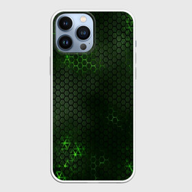 Чехол для iPhone 13 Pro Max с принтом ЗЕЛЕНАЯ БРОНЯ   GREEN STEEL в Тюмени,  |  | abstraction | cyber | cyberpunk | future | geometry | hexagon | neon | techno | texture | абстракция | броня | геометрия | кибер | краски | неон | неоновый | сетка | соты | стальная броня | текстура | шестигранники