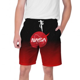 Мужские шорты 3D с принтом NASA в Тюмени,  полиэстер 100% | прямой крой, два кармана без застежек по бокам. Мягкая трикотажная резинка на поясе, внутри которой широкие завязки. Длина чуть выше колен | 