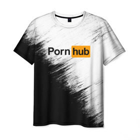 Мужская футболка 3D с принтом Pornhub в Тюмени, 100% полиэфир | прямой крой, круглый вырез горловины, длина до линии бедер | Тематика изображения на принте: brazzers | браззерс
