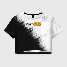 Женская футболка Cropp-top с принтом Pornhub в Тюмени, 100% полиэстер | круглая горловина, длина футболки до линии талии, рукава с отворотами | brazzers | браззерс