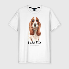 Мужская футболка хлопок Slim с принтом Бассет-хаунд в Тюмени, 92% хлопок, 8% лайкра | приталенный силуэт, круглый вырез ворота, длина до линии бедра, короткий рукав | Тематика изображения на принте: dog | бассет | бассет хаунд | собака | собаки | хаунд