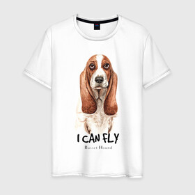 Мужская футболка хлопок с принтом Бассет-хаунд в Тюмени, 100% хлопок | прямой крой, круглый вырез горловины, длина до линии бедер, слегка спущенное плечо. | Тематика изображения на принте: dog | бассет | бассет хаунд | собака | собаки | хаунд