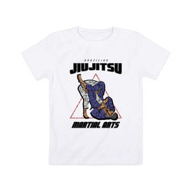 Детская футболка хлопок с принтом Джиу-джитсу в Тюмени, 100% хлопок | круглый вырез горловины, полуприлегающий силуэт, длина до линии бедер | Тематика изображения на принте: jiu jitsu | джиу джитсу | джиу джицу
