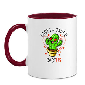 Кружка двухцветная с принтом Кактус в Тюмени, керамика | объем — 330 мл, диаметр — 80 мм. Цветная ручка и кайма сверху, в некоторых цветах — вся внутренняя часть | cactus | кактус | надписи | надпись