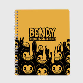 Тетрадь с принтом Bendy And The Ink Machine (36) в Тюмени, 100% бумага | 48 листов, плотность листов — 60 г/м2, плотность картонной обложки — 250 г/м2. Листы скреплены сбоку удобной пружинной спиралью. Уголки страниц и обложки скругленные. Цвет линий — светло-серый
 | bendy | bendy and the ink machine | devil | game | horror | ink | mask | бенди | бенди и чернильная машина | краска | чернила