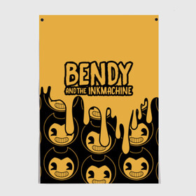 Постер с принтом Bendy And The Ink Machine (36) в Тюмени, 100% бумага
 | бумага, плотность 150 мг. Матовая, но за счет высокого коэффициента гладкости имеет небольшой блеск и дает на свету блики, но в отличии от глянцевой бумаги не покрыта лаком | bendy | bendy and the ink machine | devil | game | horror | ink | mask | бенди | бенди и чернильная машина | краска | чернила