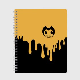 Тетрадь с принтом Bendy And The Ink Machine (37) в Тюмени, 100% бумага | 48 листов, плотность листов — 60 г/м2, плотность картонной обложки — 250 г/м2. Листы скреплены сбоку удобной пружинной спиралью. Уголки страниц и обложки скругленные. Цвет линий — светло-серый
 | bendy | bendy and the ink machine | devil | game | horror | ink | mask | бенди | бенди и чернильная машина | краска | чернила