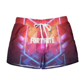 Женские шорты 3D с принтом FORTNITE SEASON 9 в Тюмени, 100% полиэстер | прямой крой, два кармана без застежек по бокам. Мягкая трикотажная резинка на поясе, внутри которой широкие завязки. Длина до середины бедра | 2019 | armor | armour | cybersport | esport | fortnite | game | logo | season 9 | броня | игра | киберспорт | сезон 9 | фиолетовый | фортнайт