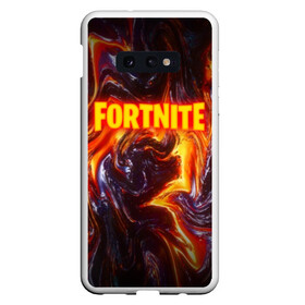 Чехол для Samsung S10E с принтом FORTNITE LIQUID FIRE в Тюмени, Силикон | Область печати: задняя сторона чехла, без боковых панелей | Тематика изображения на принте: 2019 | armor | armour | cybersport | esport | fortnite | game | llama | logo | броня | игра | киберспорт | лава. | лама | фиолетовый | фирменные цвета | фортнайт