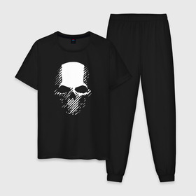 Мужская пижама хлопок с принтом GHOST RECON в Тюмени, 100% хлопок | брюки и футболка прямого кроя, без карманов, на брюках мягкая резинка на поясе и по низу штанин
 | bones | breakpoint | ghost | ghost recon | ghost recon breakpoint | logo | mask | skell technology | skull | tom clancys | tom clancys ghost recon breakpoint | wildlands | лого | маска | призрак | череп
