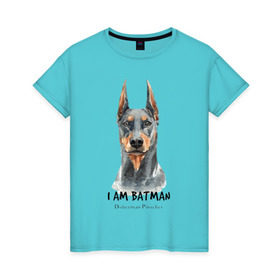 Женская футболка хлопок с принтом Доберман в Тюмени, 100% хлопок | прямой крой, круглый вырез горловины, длина до линии бедер, слегка спущенное плечо | doberman | доберман | пинчер | собака | собаки