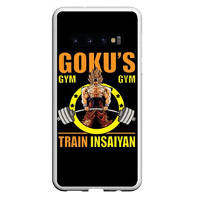 Чехол для Samsung Galaxy S10 с принтом GOKU GYM в Тюмени, Силикон | Область печати: задняя сторона чехла, без боковых панелей | Тематика изображения на принте: bodybuilding | diet | exercise | fitness | gym | heath | motivation | muscle | phil | training | workout | бодибилдинг | мотивация | спорт | трансформация | фитнес | эстетичный