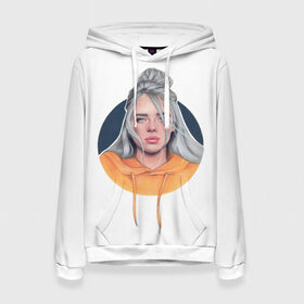 Женская толстовка 3D с принтом Billie Eilish art 1 в Тюмени, 100% полиэстер  | двухслойный капюшон со шнурком для регулировки, мягкие манжеты на рукавах и по низу толстовки, спереди карман-кенгуру с мягким внутренним слоем. | art | billie | billie eilish | eilish | music | pop | trend | арт | билли айлиш | музыка | тренд