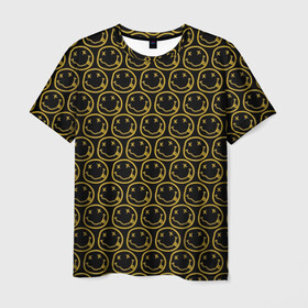 Мужская футболка 3D с принтом NIRVANA в Тюмени, 100% полиэфир | прямой крой, круглый вырез горловины, длина до линии бедер | Тематика изображения на принте: music | nirvana | rip smile | rock | smile | группа | курт кобейн | музыка | нирвана | рок | смайл