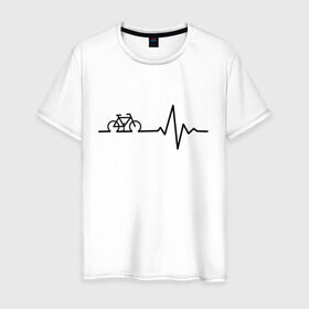 Мужская футболка хлопок с принтом Велоспорт 1 в Тюмени, 100% хлопок | прямой крой, круглый вырез горловины, длина до линии бедер, слегка спущенное плечо. | велосипед | велоспорт | кардио