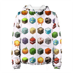 Женская куртка 3D с принтом Minecraft в Тюмени, ткань верха — 100% полиэстер, подклад — флис | прямой крой, подол и капюшон оформлены резинкой с фиксаторами, два кармана без застежек по бокам, один большой потайной карман на груди. Карман на груди застегивается на липучку | funny | mine | minecraft | mods | noob | pro | skins | story | vs | zombie | инди | конструктор | майнкрафт | моды | нуб | скин | скрипер | шахта