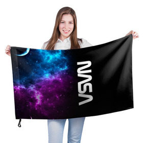 Флаг 3D с принтом NASA (SPACE) 4.1 в Тюмени, 100% полиэстер | плотность ткани — 95 г/м2, размер — 67 х 109 см. Принт наносится с одной стороны | nasa | paint | space | звезды | космос | краска | наса | черная дыра