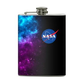 Фляга с принтом NASA (SPACE) 4.2 в Тюмени, металлический корпус | емкость 0,22 л, размер 125 х 94 мм. Виниловая наклейка запечатывается полностью | nasa | paint | space | звезды | космос | краска | наса | черная дыра