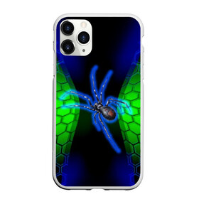 Чехол для iPhone 11 Pro Max матовый с принтом Паук на ночной охоте в Тюмени, Силикон |  | Тематика изображения на принте: зеленая броня | зеленый неон | классный дизайн | ночь | паук | паук дизайн | паук на охоте | паук охотник | пчелиные | соты | темная футболка | футболка с пауком | черные соты