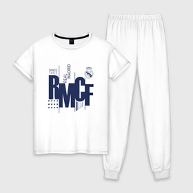 Женская пижама хлопок с принтом Real Madrid - Printed Graphic в Тюмени, 100% хлопок | брюки и футболка прямого кроя, без карманов, на брюках мягкая резинка на поясе и по низу штанин | 0x000000123 | real madrid | реал мадрид