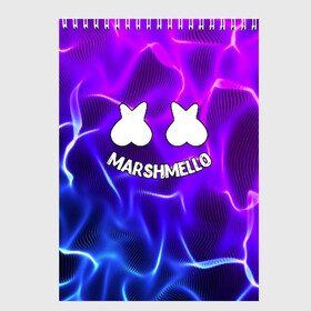 Скетчбук с принтом Marshmello THUNDER в Тюмени, 100% бумага
 | 48 листов, плотность листов — 100 г/м2, плотность картонной обложки — 250 г/м2. Листы скреплены сверху удобной пружинной спиралью | christopher comstock | dj | marshmello | music | диджей | клубная музыка | клубняк | крис комсток | логотип | маршмеллоу | музыка