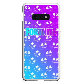 Чехол для Samsung S10E с принтом FORTNITE x MARSHMELLO в Тюмени, Силикон | Область печати: задняя сторона чехла, без боковых панелей | 2019 | armor | armour | cybersport | dj | esport | fortnite | game | logo | marshmello | season 9 | usa | америка | броня | игра | киберспорт | клубная музыка | маршмелло | музыка | музыкант | сезон 9 |