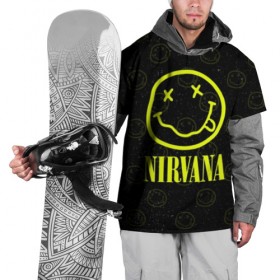 Накидка на куртку 3D с принтом Nirvana 1 в Тюмени, 100% полиэстер |  | cobain | kurt | kurt cobain | nirvana | rock | smile | гитара | кобейн | курт | курт кобейн | нирвана | рок