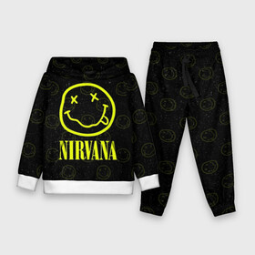 Детский костюм 3D (с толстовкой) с принтом Nirvana 1 в Тюмени,  |  | cobain | kurt | kurt cobain | nirvana | rock | smile | гитара | кобейн | курт | курт кобейн | нирвана | рок