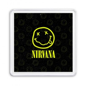 Магнит 55*55 с принтом Nirvana 1 в Тюмени, Пластик | Размер: 65*65 мм; Размер печати: 55*55 мм | cobain | kurt | kurt cobain | nirvana | rock | smile | гитара | кобейн | курт | курт кобейн | нирвана | рок