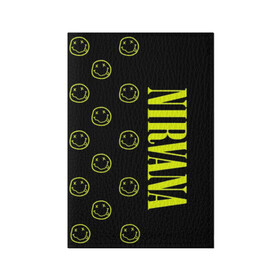 Обложка для паспорта матовая кожа с принтом Nirvana 2 в Тюмени, натуральная матовая кожа | размер 19,3 х 13,7 см; прозрачные пластиковые крепления | cobain | kurt | kurt cobain | nirvana | rock | smile | гитара | кобейн | курт | курт кобейн | нирвана | рок