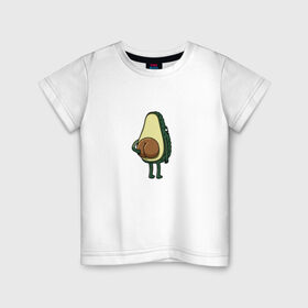 Детская футболка хлопок с принтом Авокадо в Тюмени, 100% хлопок | круглый вырез горловины, полуприлегающий силуэт, длина до линии бедер | авокадо | фрукт