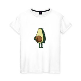 Женская футболка хлопок с принтом Авокадо в Тюмени, 100% хлопок | прямой крой, круглый вырез горловины, длина до линии бедер, слегка спущенное плечо | авокадо | фрукт