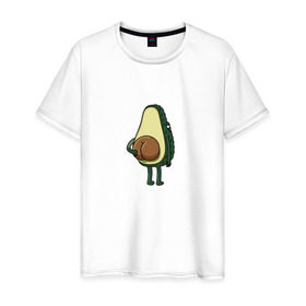 Мужская футболка хлопок с принтом Авокадо в Тюмени, 100% хлопок | прямой крой, круглый вырез горловины, длина до линии бедер, слегка спущенное плечо. | авокадо | фрукт