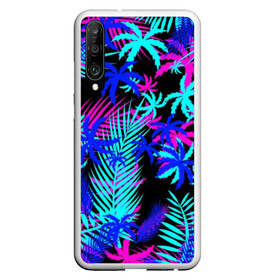 Чехол для Honor P30 с принтом НЕОНОВЫЕ ТРОПИКИ TROPICAL NEON в Тюмени, Силикон | Область печати: задняя сторона чехла, без боковых панелей | hotline miami | neon | new retro wave | outrun | outrun electro | paints | palmen | rainbow | retro | retrowave | summer | synth | synthwave | tropical | брызги | брызги красок | звёзды | космос | краски | лето | неон | пальмы | радуга | 