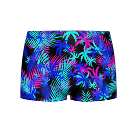 Мужские трусы 3D с принтом НЕОНОВЫЕ ТРОПИКИ / TROPICAL NEON в Тюмени, 50% хлопок, 50% полиэстер | классическая посадка, на поясе мягкая тканевая резинка | Тематика изображения на принте: hotline miami | neon | new retro wave | outrun | outrun electro | paints | palmen | rainbow | retro | retrowave | summer | synth | synthwave | tropical | брызги | брызги красок | звёзды | космос | краски | лето | неон | пальмы | радуга | 