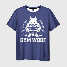 Мужская футболка 3D с принтом GYM WOOF в Тюмени, 100% полиэфир | прямой крой, круглый вырез горловины, длина до линии бедер | Тематика изображения на принте: bodybuilding | diet | exercise | fitness | gym | heath | motivation | muscle | phil | training | workout | бодибилдинг | мотивация | спорт | трансформация | фитнес | эстетичный