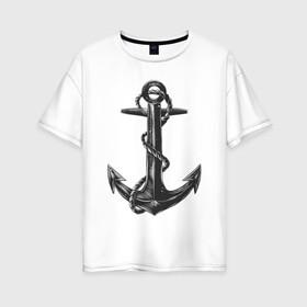 Женская футболка хлопок Oversize с принтом ВМФ в Тюмени, 100% хлопок | свободный крой, круглый ворот, спущенный рукав, длина до линии бедер
 | армия | вмф | военно морской флот | море | морская пехота | моряк | моряки | морячок | солдаты | якорь