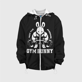 Детская куртка 3D с принтом GYM BUNNY в Тюмени, 100% полиэстер | застежка — молния, подол и капюшон оформлены резинкой с фиксаторами, по бокам — два кармана без застежек, один потайной карман на груди, плотность верхнего слоя — 90 г/м2; плотность флисового подклада — 260 г/м2 | bodybuilding | diet | exercise | fitness | gym | heath | motivation | muscle | phil | training | workout | бодибилдинг | мотивация | спорт | трансформация | фитнес | эстетичный