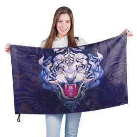 Флаг 3D с принтом ТИГР в Тюмени, 100% полиэстер | плотность ткани — 95 г/м2, размер — 67 х 109 см. Принт наносится с одной стороны | Тематика изображения на принте: 24 на 7 тигр | арт | взгляд | иллюстрация | клыки | кот | коты | котяра | кошка | кошки | самурай | свирепый взгляд | скетч | тигр | тигры | цифровой рисунок | япония | японский арт | японский тигр