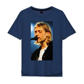 Мужская футболка хлопок Oversize с принтом Курт Кобейн в Тюмени, 100% хлопок | свободный крой, круглый ворот, “спинка” длиннее передней части | курткобейн