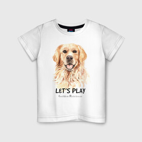 Детская футболка хлопок с принтом Золотистый ретривер в Тюмени, 100% хлопок | круглый вырез горловины, полуприлегающий силуэт, длина до линии бедер | golden retriever | золотистый ретривер | ретривер | собака | собаки