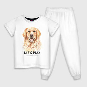 Детская пижама хлопок с принтом Золотистый ретривер в Тюмени, 100% хлопок |  брюки и футболка прямого кроя, без карманов, на брюках мягкая резинка на поясе и по низу штанин
 | golden retriever | золотистый ретривер | ретривер | собака | собаки