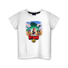 Детская футболка хлопок с принтом BRAWL STARS в Тюмени, 100% хлопок | круглый вырез горловины, полуприлегающий силуэт, длина до линии бедер | android | brawl stars | games | mobile game | stars | игры | мобильные игры