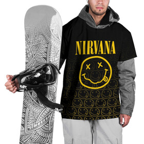 Накидка на куртку 3D с принтом NIRVANA в Тюмени, 100% полиэстер |  | music | nirvana | rip smile | rock | smile | группа | курт кобейн | музыка | нирвана | рок | смайл