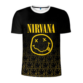 Мужская футболка 3D спортивная с принтом NIRVANA в Тюмени, 100% полиэстер с улучшенными характеристиками | приталенный силуэт, круглая горловина, широкие плечи, сужается к линии бедра | music | nirvana | rip smile | rock | smile | группа | курт кобейн | музыка | нирвана | рок | смайл