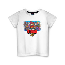 Детская футболка хлопок с принтом BRAWL STARS в Тюмени, 100% хлопок | круглый вырез горловины, полуприлегающий силуэт, длина до линии бедер | android | brawl stars | games | mobile game | stars | игры | мобильные игры