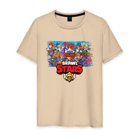 Мужская футболка хлопок с принтом BRAWL STARS в Тюмени, 100% хлопок | прямой крой, круглый вырез горловины, длина до линии бедер, слегка спущенное плечо. | android | brawl stars | games | mobile game | stars | игры | мобильные игры